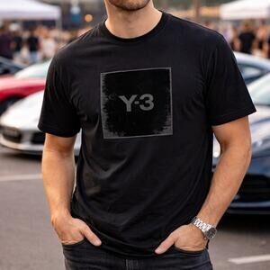 Y-3 Yamamoto Adidas black graphic Logo T-shirt men's size Large
